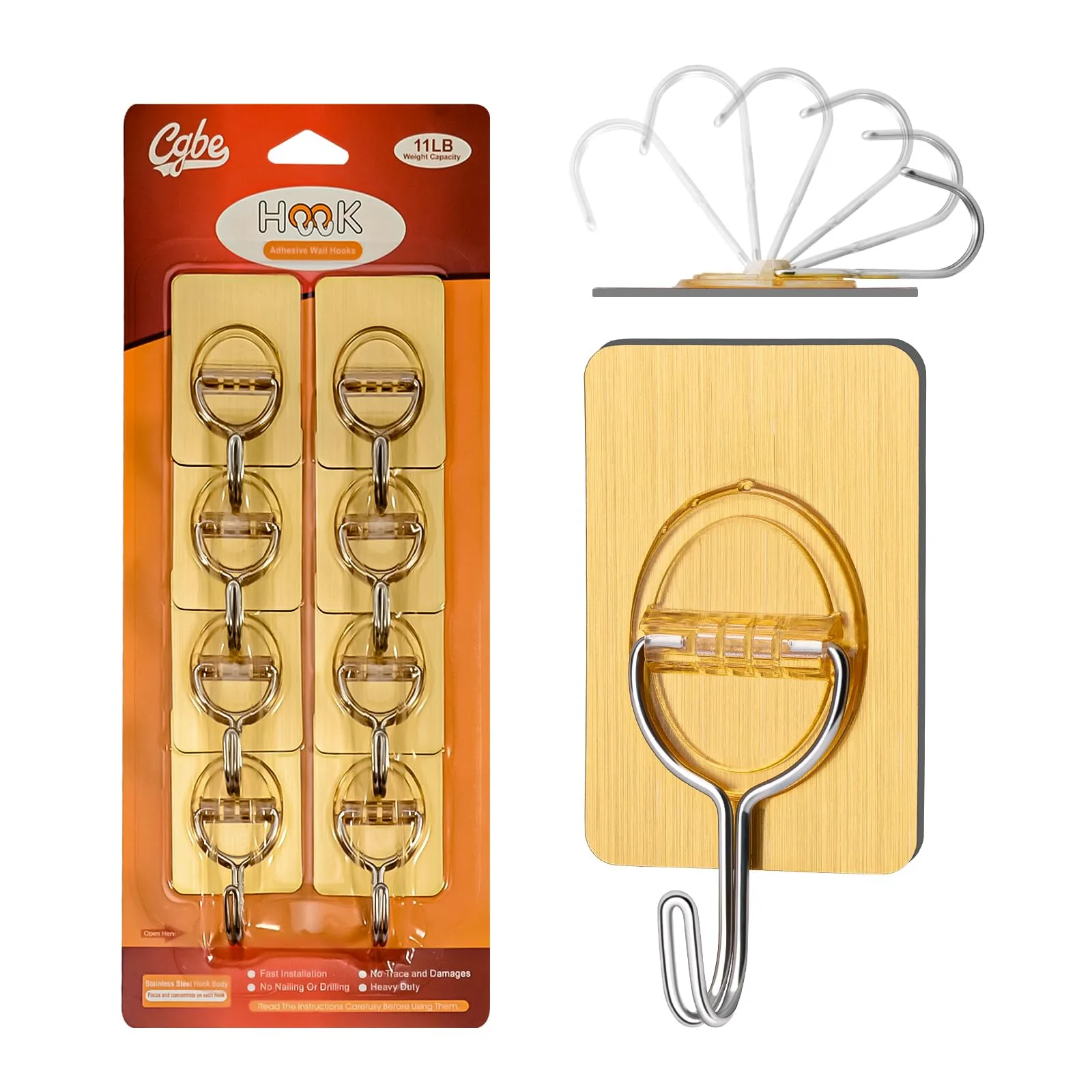 CGBE Clear Adhesive Ceiling & Wall Hooks